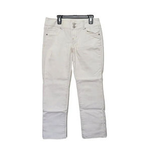 American Eagle Stretch Artist Straight Leg Jeans Womens Size 0 White Flap Pocket